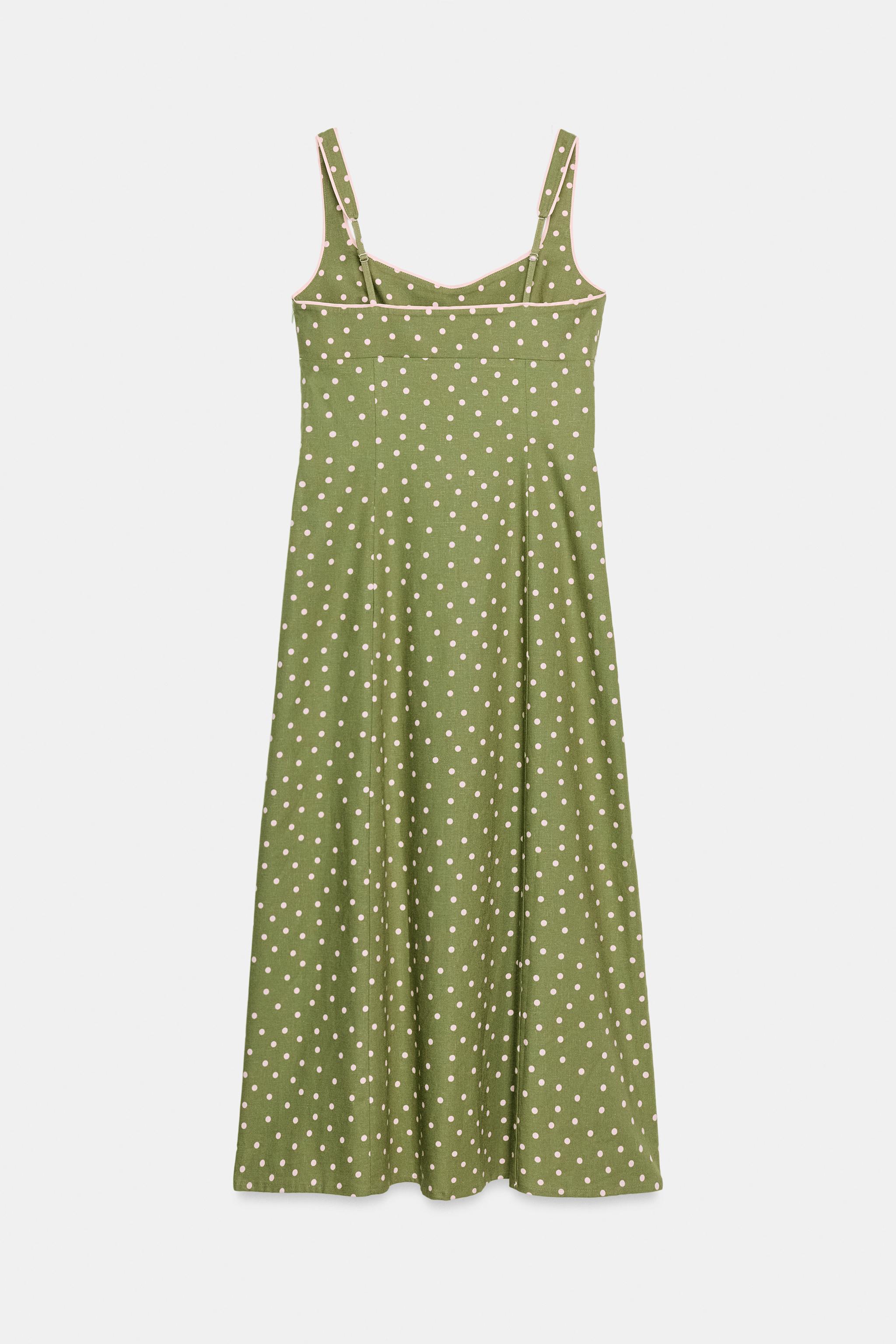 POLKA DOT LINEN MIDI DRESS